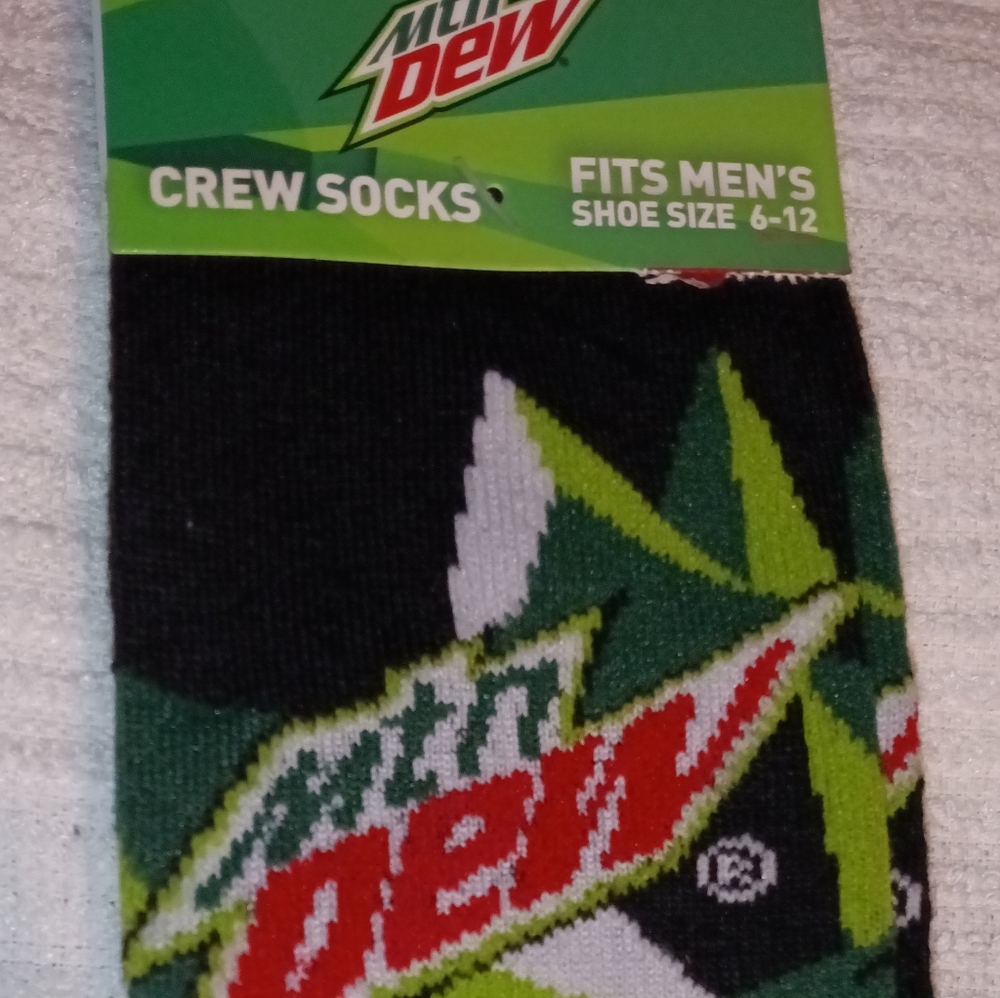Two Pair Set Men's Socks Drink Themed Mountain Dew And Hawaiian Punch